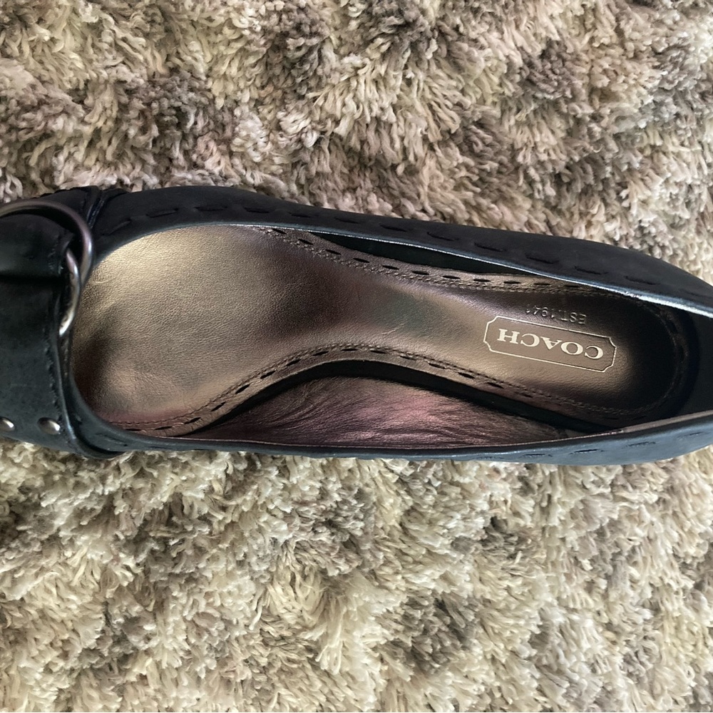 Coach MILLIE VINT WAX CALF Wedge Heel Black Vintage Wax Leather Pumps Sz 6M. - Picture 10 of 11